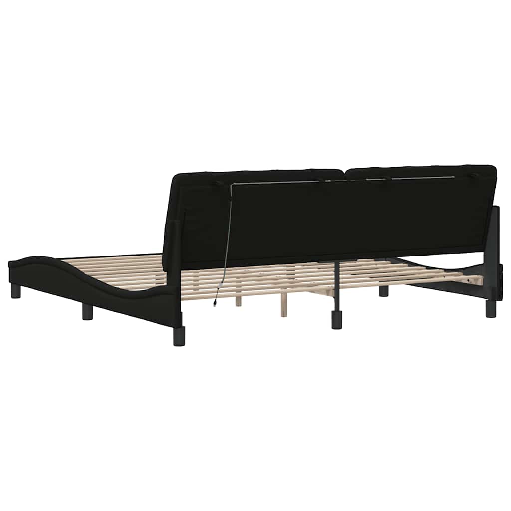 Bedframe met LED zonder matras 200x200 cm stof zwart