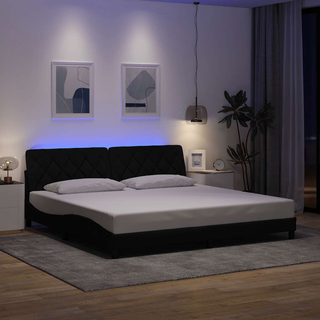 Bedframe met LED zonder matras 200x200 cm stof zwart