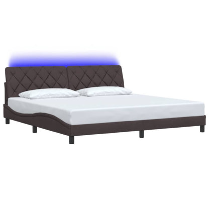 Bedframe Met Led Zonder Matras Stof 200 x 200 cm Donkerbruin