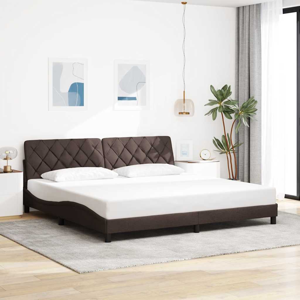 Bedframe Met Led Zonder Matras Stof 200 x 200 cm Donkerbruin