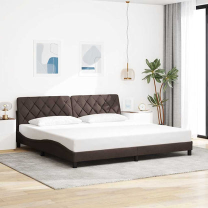 Bedframe Met Led Zonder Matras Stof 200 x 200 cm Donkerbruin