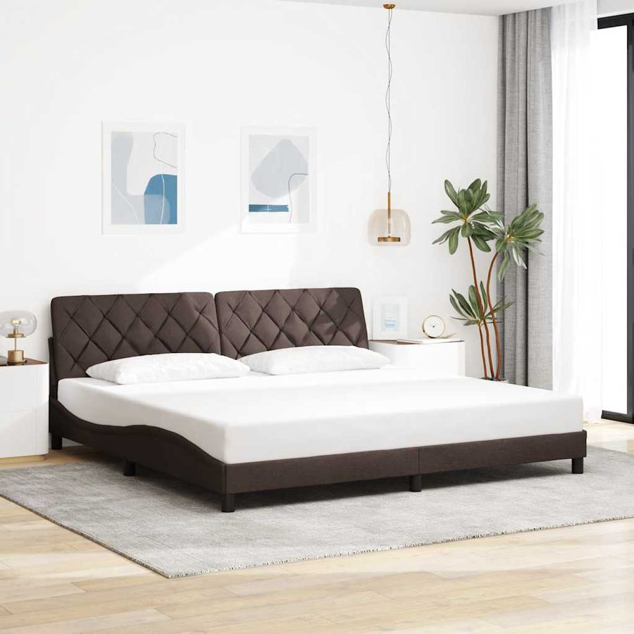 Bedframe Met Led Zonder Matras Stof 200 x 200 cm Donkerbruin