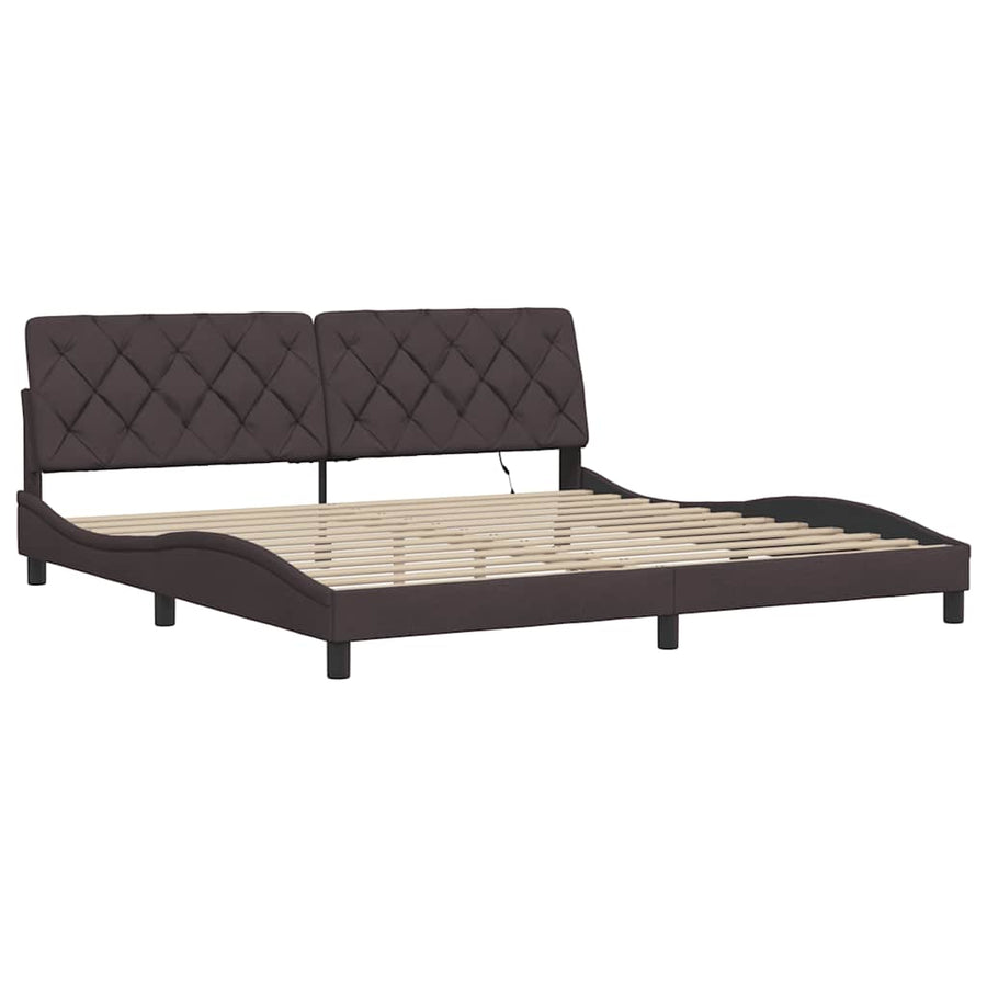 Bedframe Met Led Zonder Matras Stof 200 x 200 cm Donkerbruin