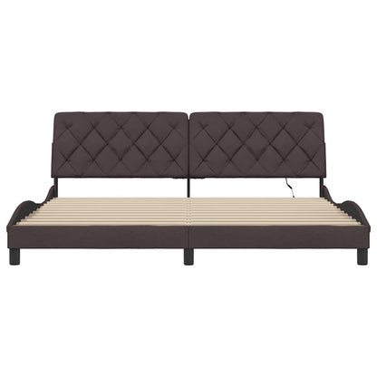 Bedframe Met Led Zonder Matras Stof 200 x 200 cm Donkerbruin
