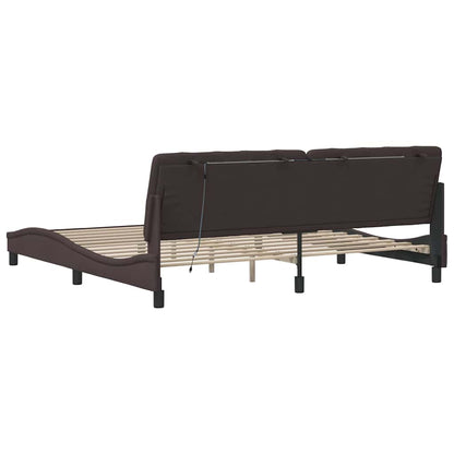 Bedframe Met Led Zonder Matras Stof 200 x 200 cm Donkerbruin