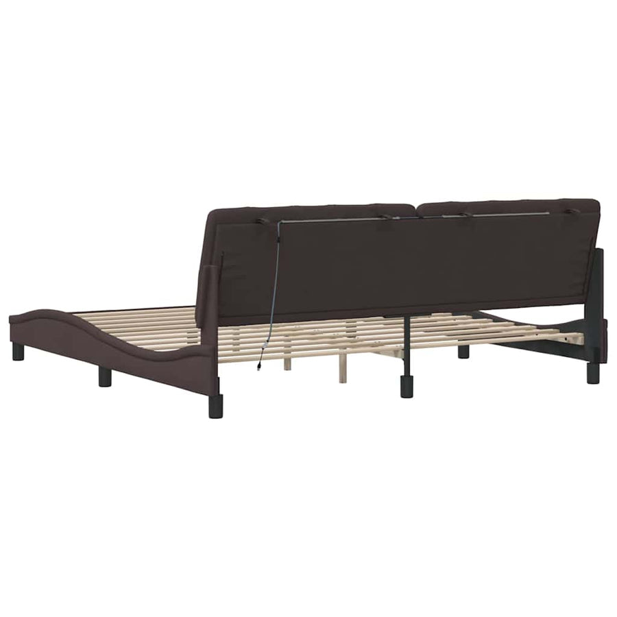 Bedframe Met Led Zonder Matras Stof 200 x 200 cm Donkerbruin