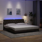 LED Bed Frame without Mattress 200x200 cm Fabric Dark Brown