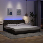 Bedframe 200x200 cm stof donkerbruin met LED