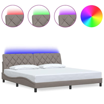 Bedframe met LED zonder matras 200x200 cm stof taupe