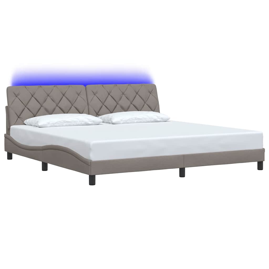 Bedframe met LED zonder matras 200x200 cm stof taupe