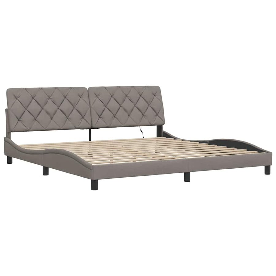 Bedframe met LED zonder matras 200x200 cm stof taupe