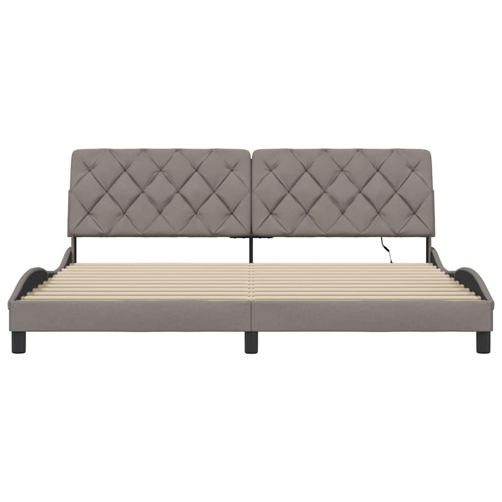 Bedframe met LED zonder matras 200x200 cm stof taupe