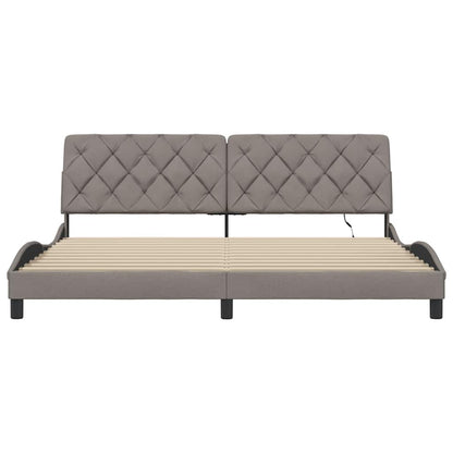 Bedframe met LED zonder matras 200x200 cm stof taupe