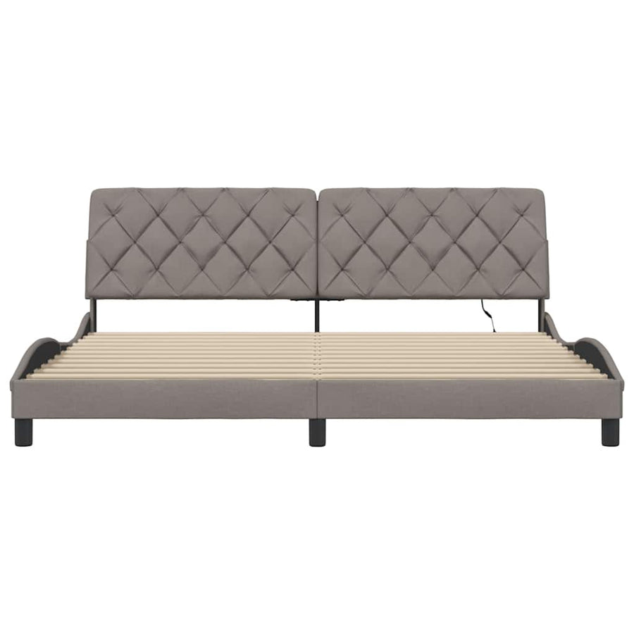 Bedframe met LED zonder matras 200x200 cm stof taupe