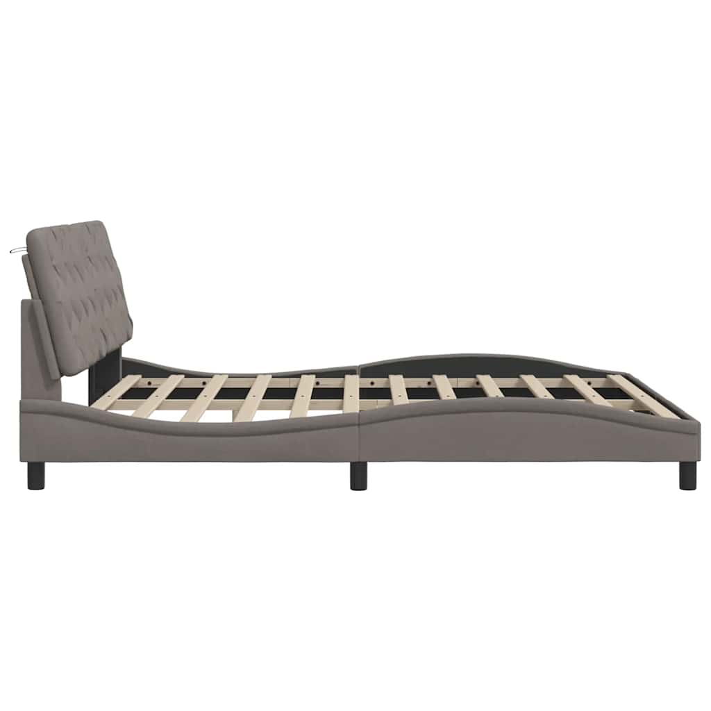 Bedframe met LED zonder matras 200x200 cm stof taupe