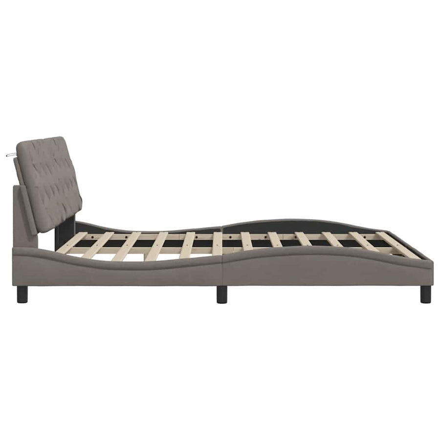Bedframe met LED zonder matras 200x200 cm stof taupe