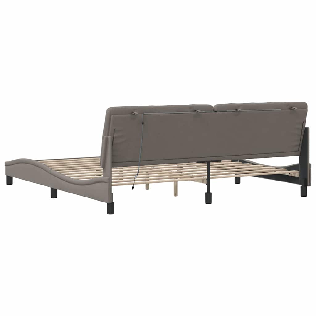 Bedframe met LED zonder matras 200x200 cm stof taupe