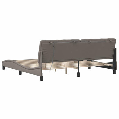 Bedframe met LED zonder matras 200x200 cm stof taupe