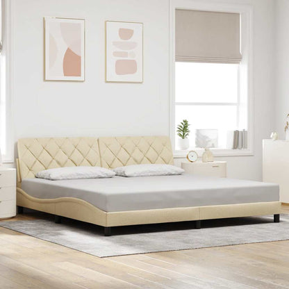 Bedframe met LED zonder matras 200x200 cm stof crèmekleurig