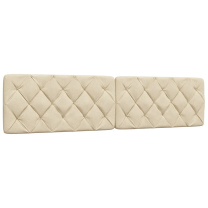 Bedframe met LED zonder matras 200x200 cm stof crèmekleurig