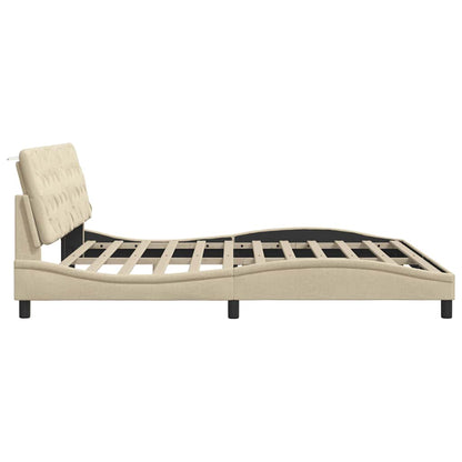 Bedframe met LED zonder matras 200x200 cm stof crèmekleurig