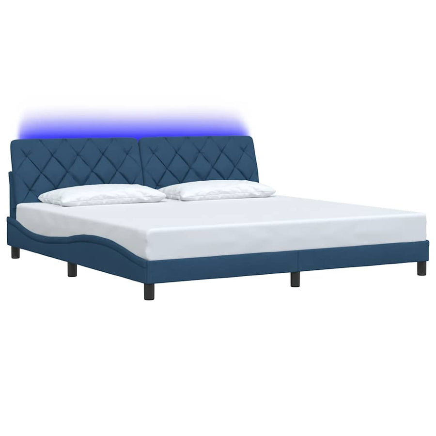 Bedframe Met Led Zonder Matras Stof 200 x 200 cm Blauw