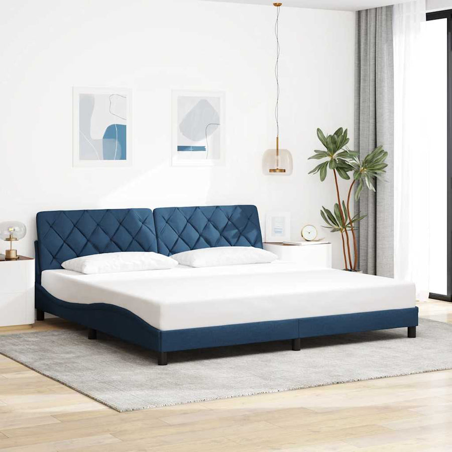 Bedframe Met Led Zonder Matras Stof 200 x 200 cm Blauw