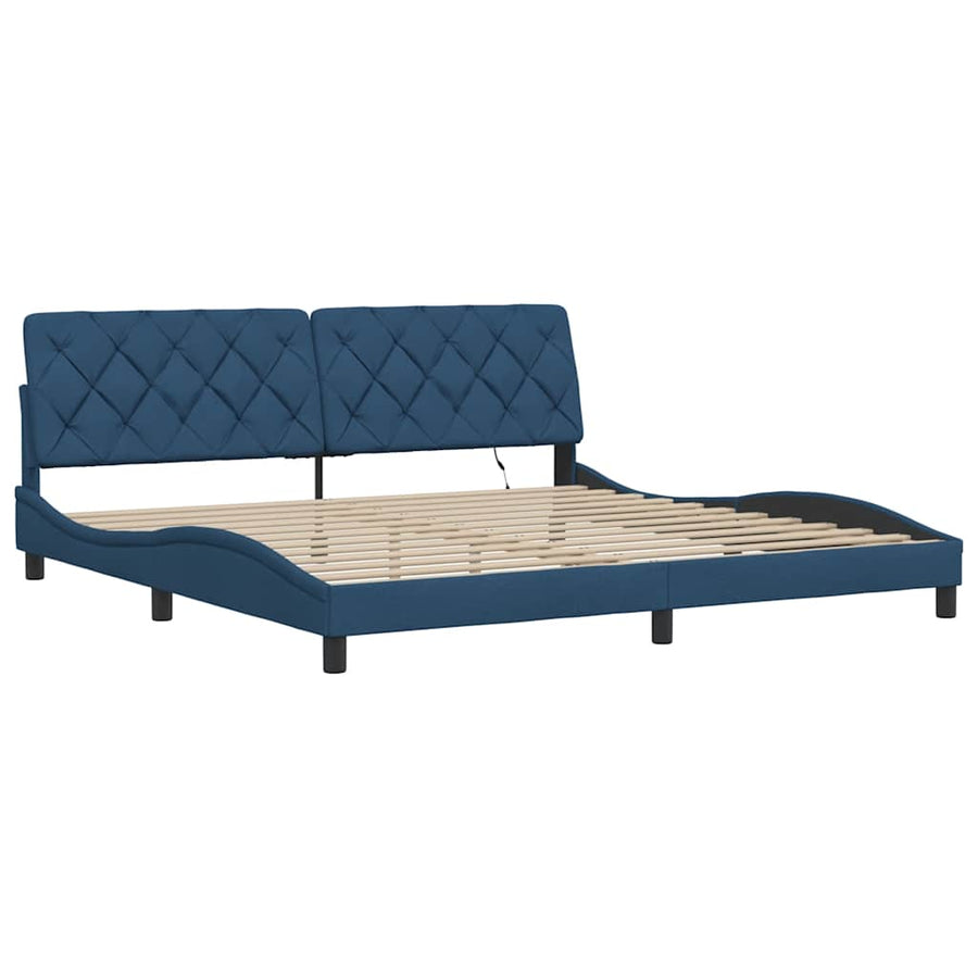 Bedframe Met Led Zonder Matras Stof 200 x 200 cm Blauw