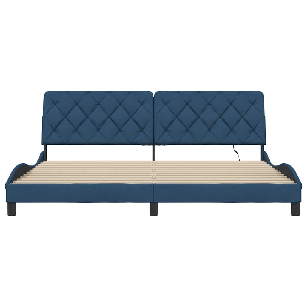 Bedframe Met Led Zonder Matras Stof 200 x 200 cm Blauw