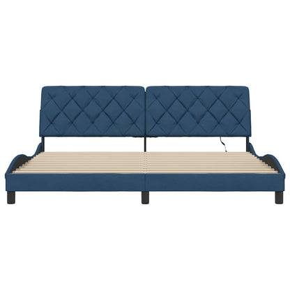 Bedframe Met Led Zonder Matras Stof 200 x 200 cm Blauw