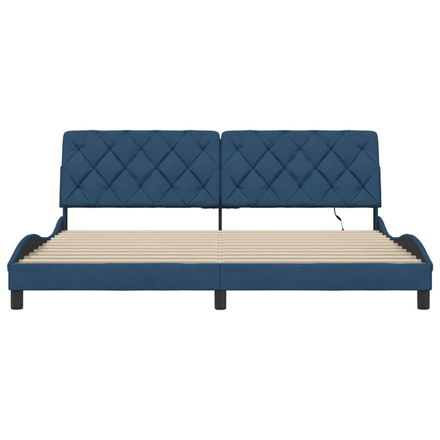 Bedframe Met Led Zonder Matras Stof 200 x 200 cm Blauw