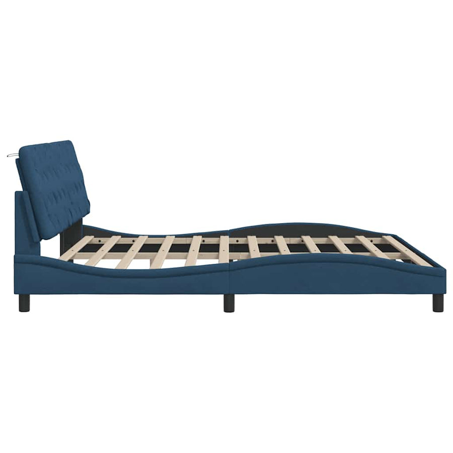 Bedframe Met Led Zonder Matras Stof 200 x 200 cm Blauw