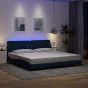 Bedframe 200x200 cm stof blauw met LED
