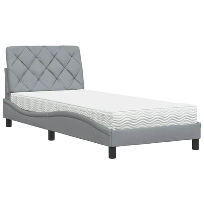 Bed met matras stof lichtgrijs 80x200 cm