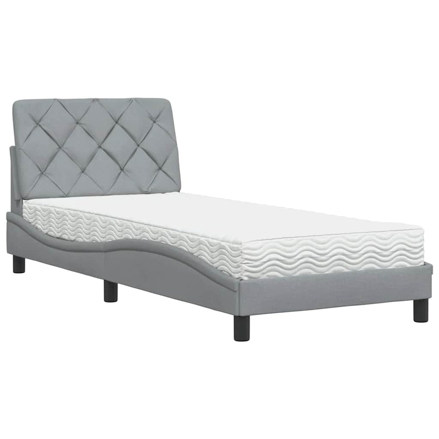 Bed met matras stof lichtgrijs 80x200 cm