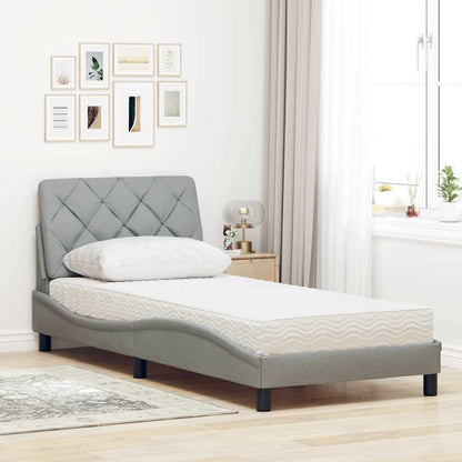 Bed met matras stof lichtgrijs 80x200 cm