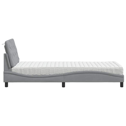 Bed met matras stof lichtgrijs 80x200 cm