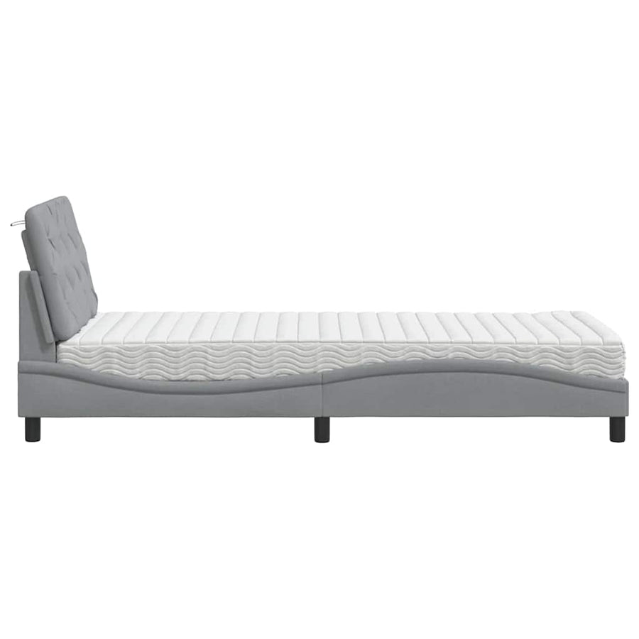 Bed met matras stof lichtgrijs 80x200 cm