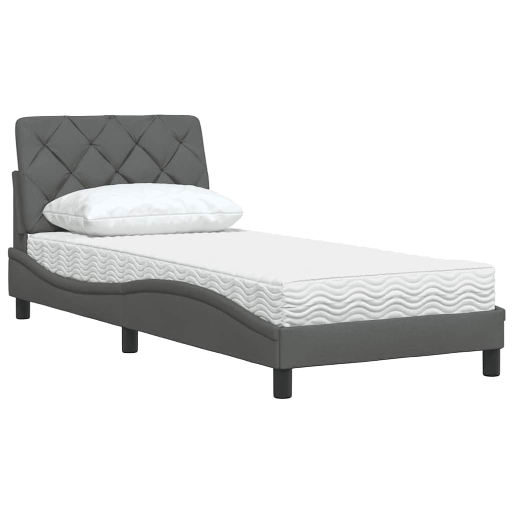 Bed met matras stof donkergrijs 80x200 cm