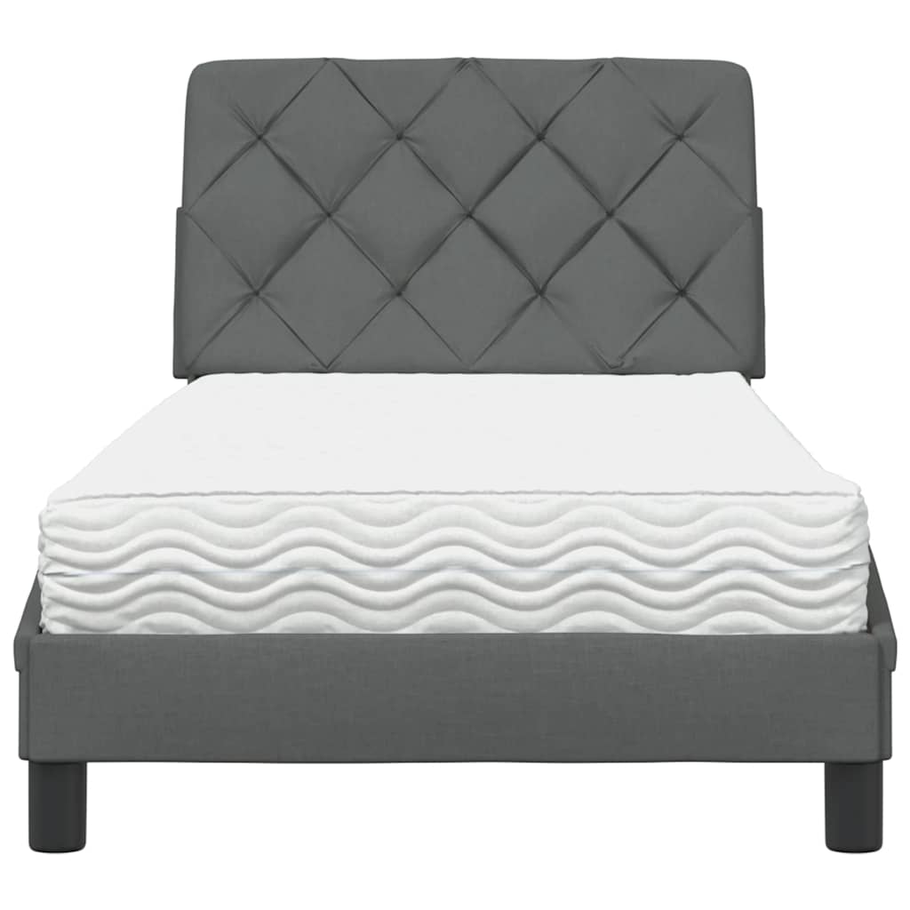 Bed met matras stof donkergrijs 80x200 cm