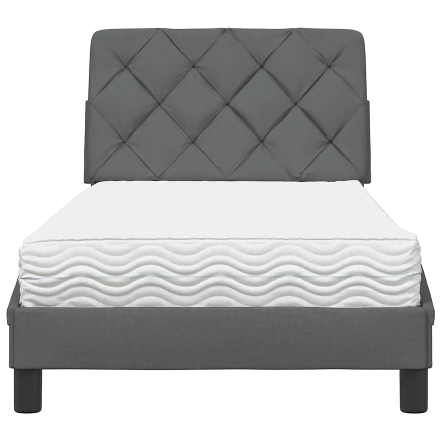 Bed met matras stof donkergrijs 80x200 cm