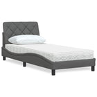 Bed with dark grey fabric mattress 80x200 cm