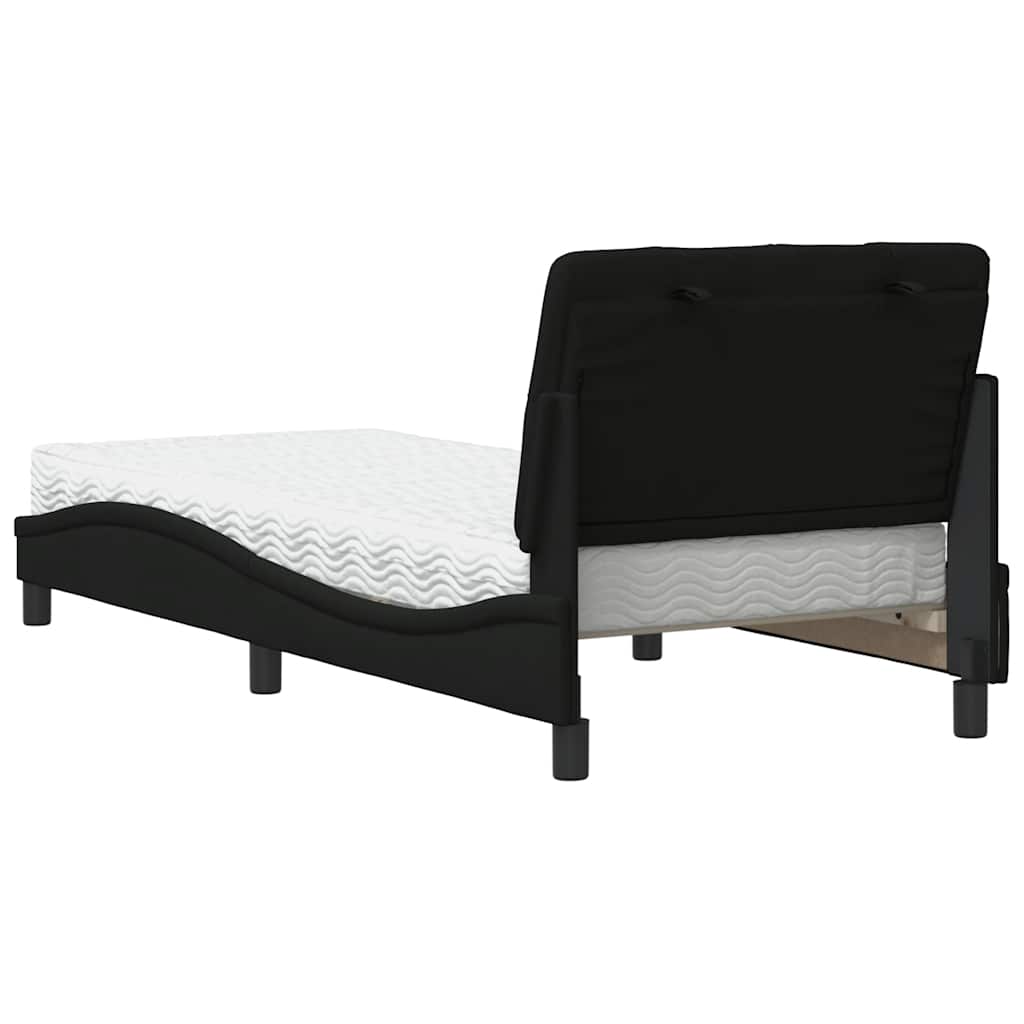 Bed met matras stof zwart 80x200 cm