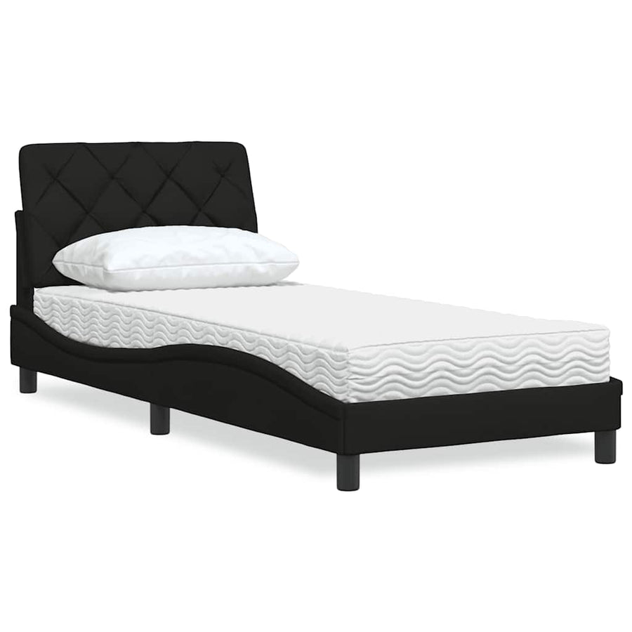 Bed met matras stof zwart 80x200 cm