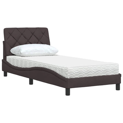 Bed Met Matras Stof 80 x 200 cm Donkerbruin