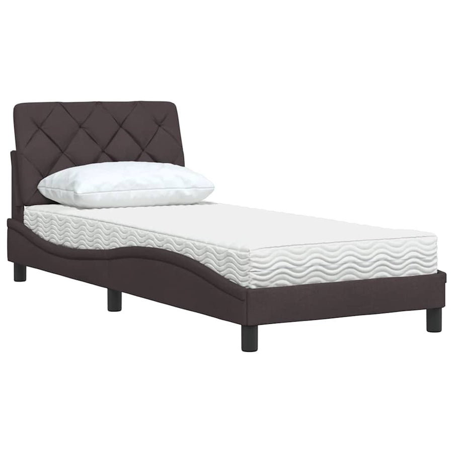 Bed Met Matras Stof 80 x 200 cm Donkerbruin