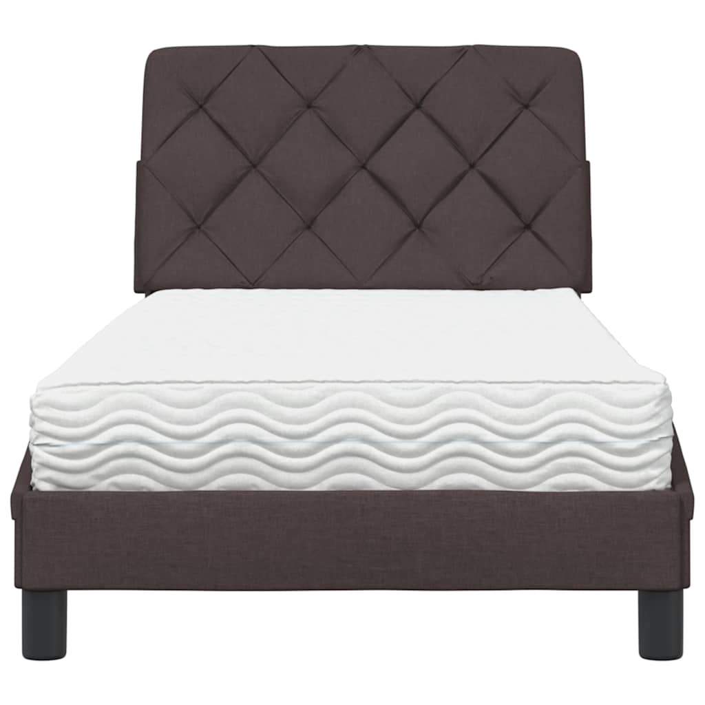 Bed Met Matras Stof 80 x 200 cm Donkerbruin