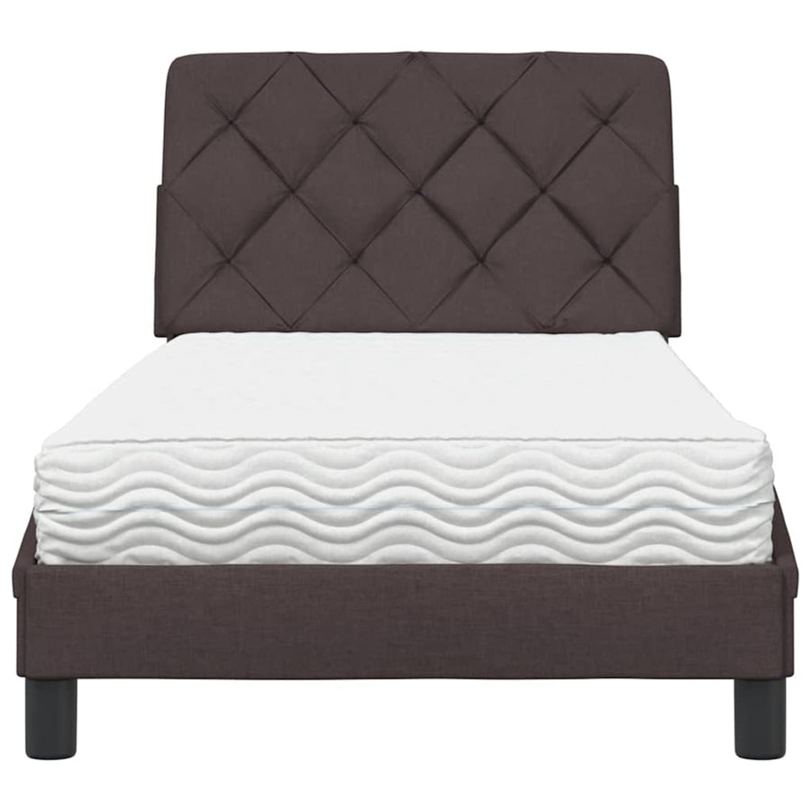 Bed Met Matras Stof 80 x 200 cm Donkerbruin