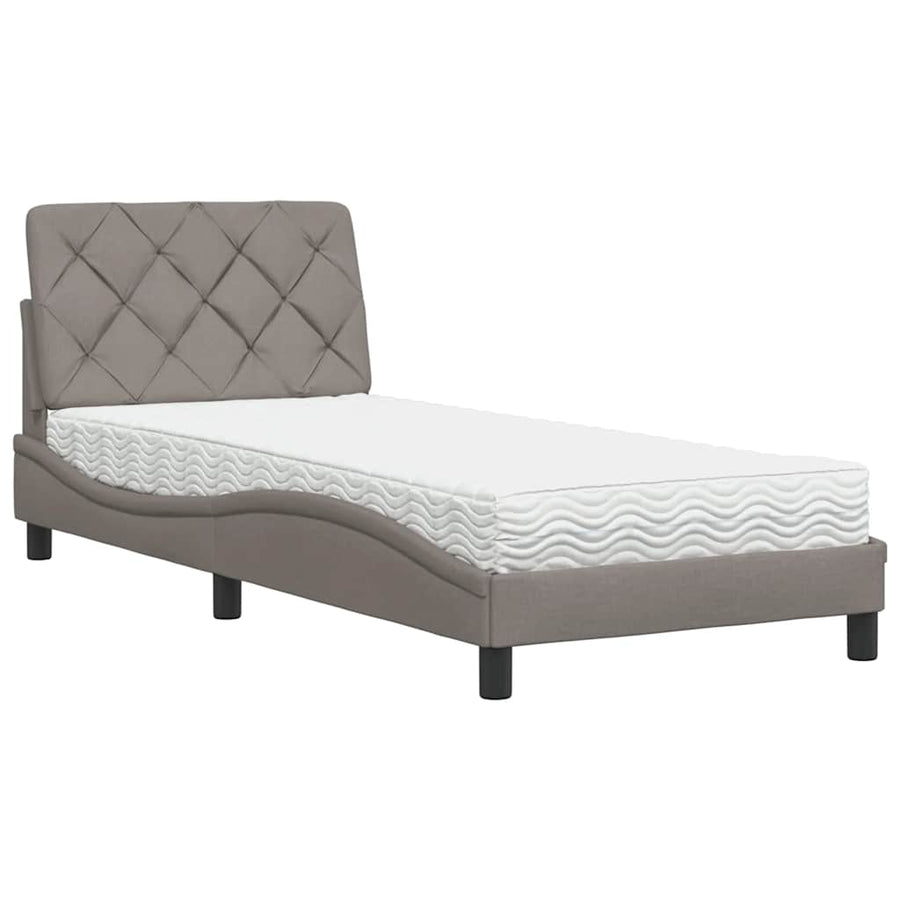 Bed met matras stof taupe 80x200 cm