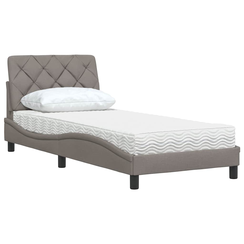 Bed met matras stof taupe 80x200 cm